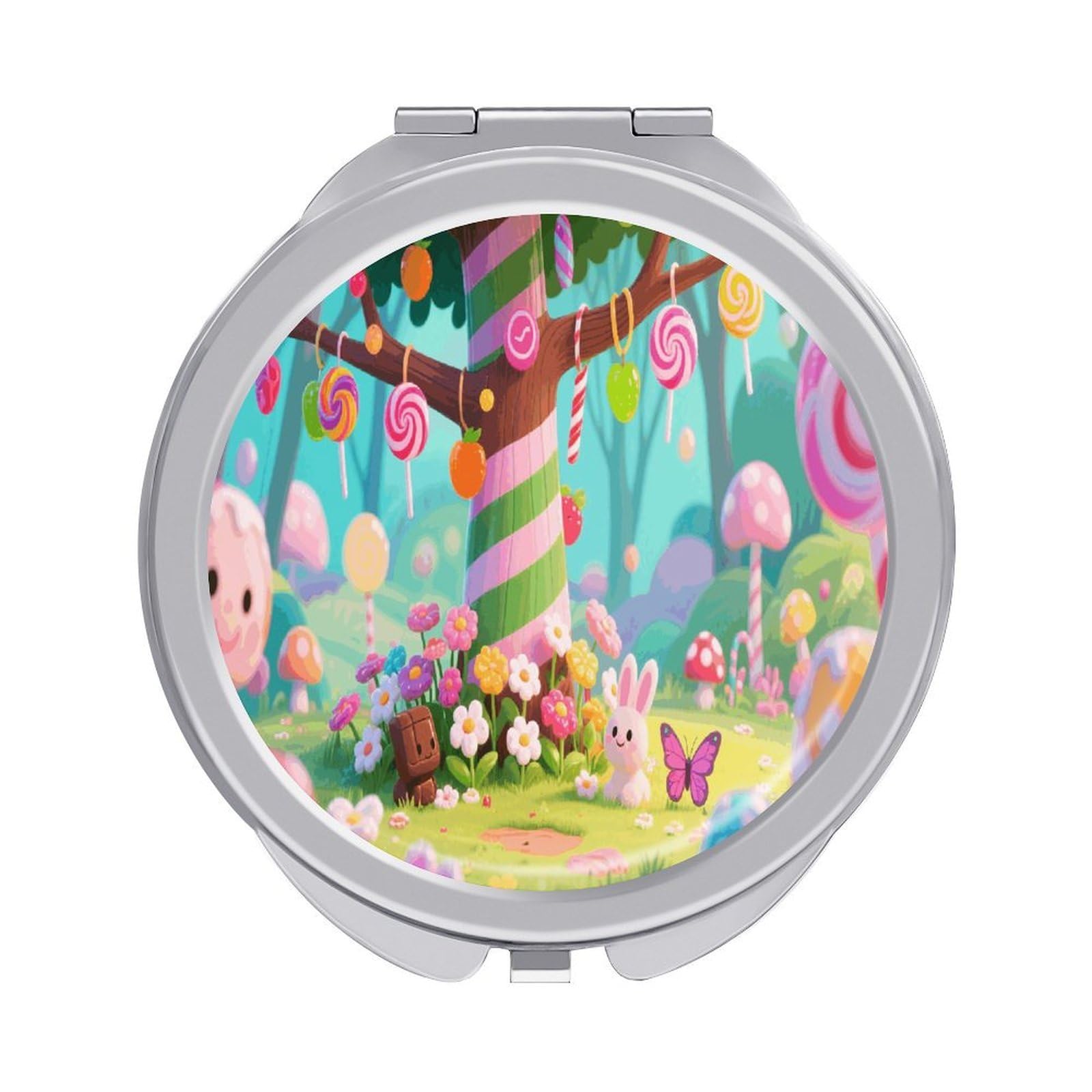 VstaDank Candy Travel Makeup Mirrors Exquisite Double-Sided 2X/1X Magnifying Folding Pocket Mirror Portable Round Handheld Mirror Mini Compact Mirrors for Outdoor Home