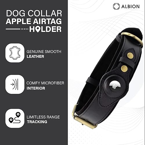 Miniatura 5 de AirTag - Collar de perro para Apple AirTag - Collar de cuero para perro con soporte para AirTag de Apple - Collares inteligentes para perro - Collar