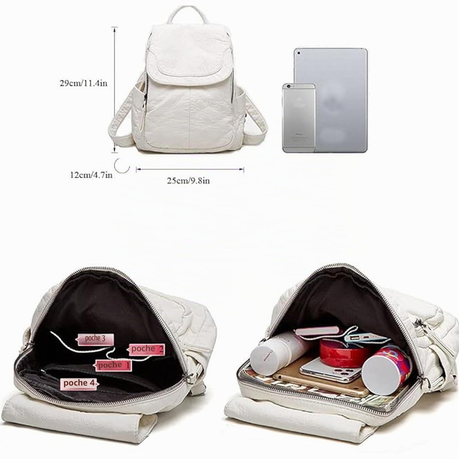 Petit sac à dos tendance en cuir synthétique souple pour femme