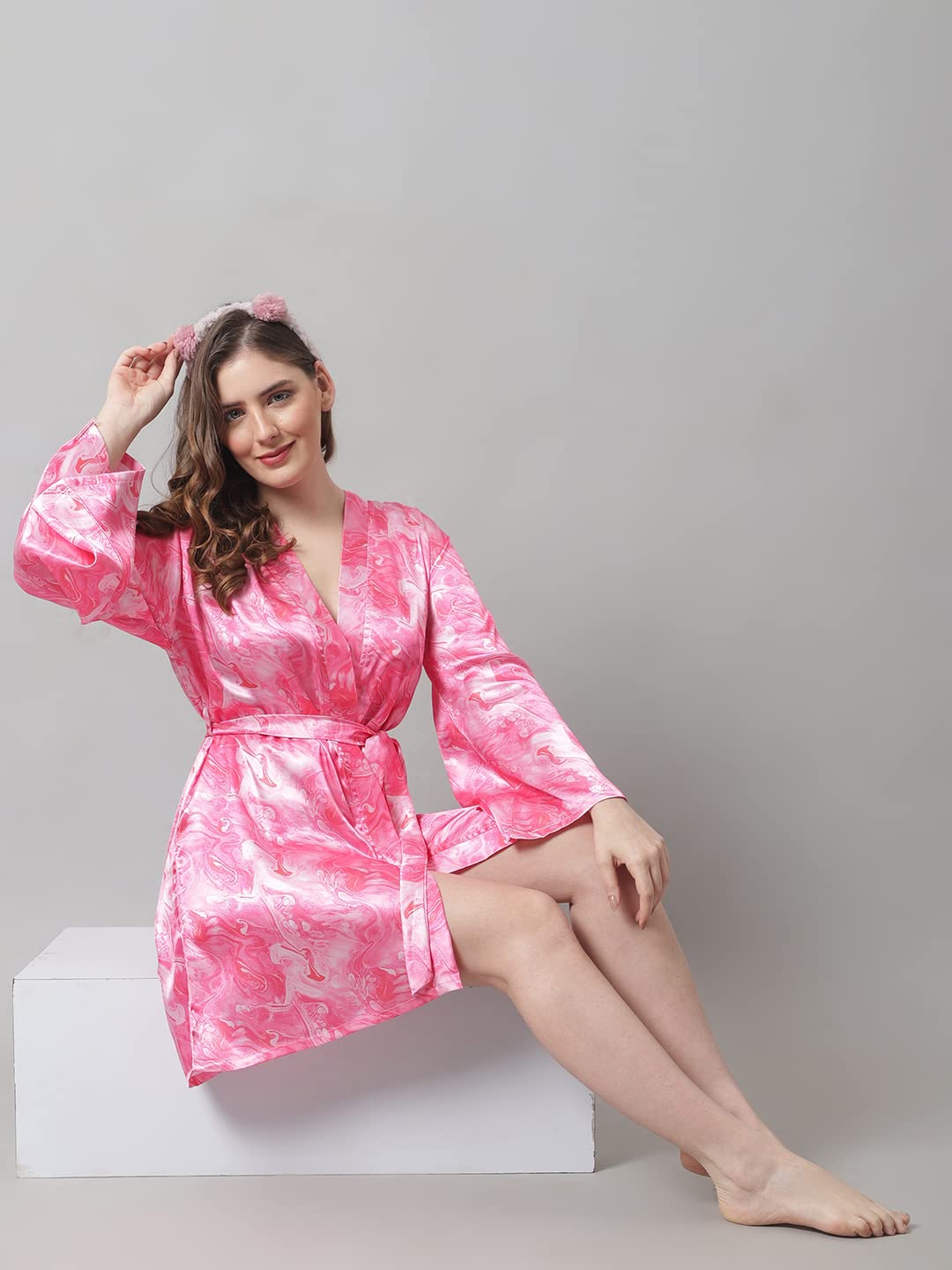 Claura Women Pink Satin β Robe for Women/Robe (Medium, Pink) 2