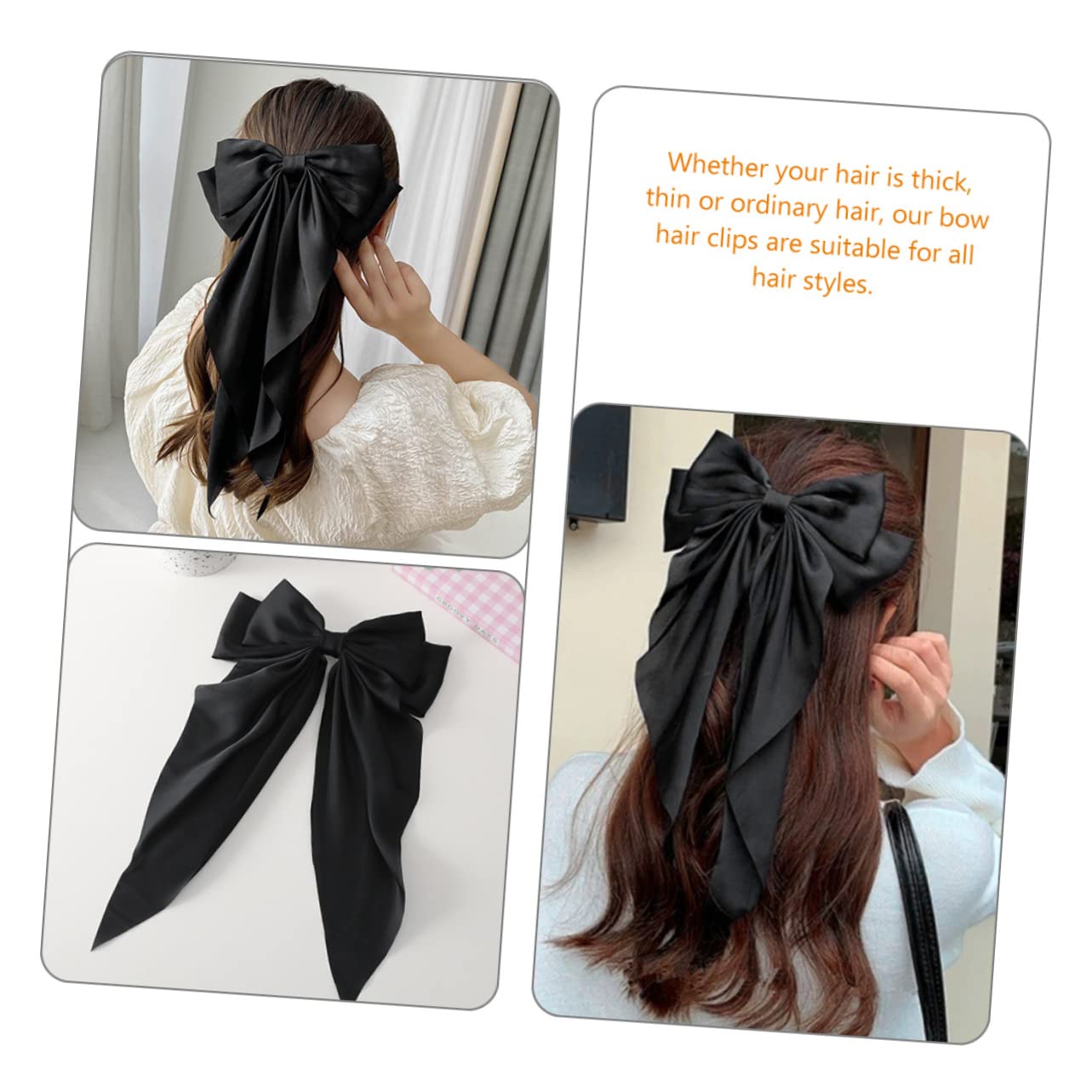 minkissy 8pezzi Large Bow Hair Barrettes for Women Elegant Tail Clips for Girls Accessories Everyday and Special Occasions