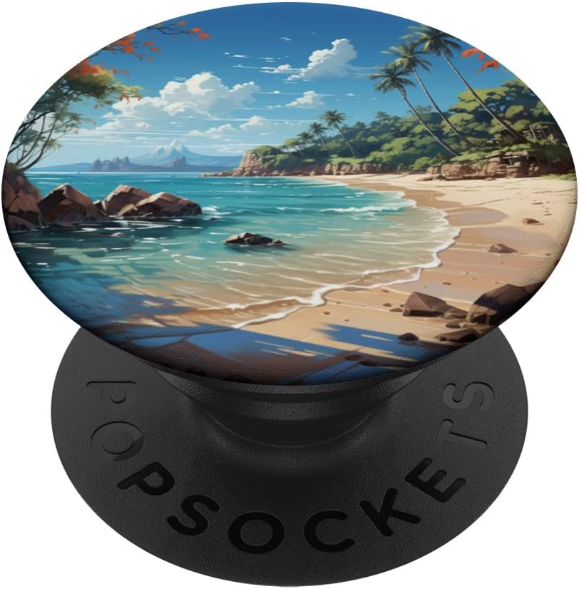Tropical Beach Palm Trees Graphic PopSockets MagSafe PopGrip for iPhone
