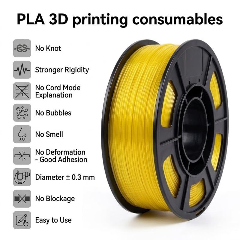 Image of 250G 95A TPU 3D Printer Filament, 1.75mm Glow in The Dark Yellow, Soft TPU Flexible 3D Printing Filament, High Hardness & Resilience, Best with UV Lamps,Fit Most 3D Printers