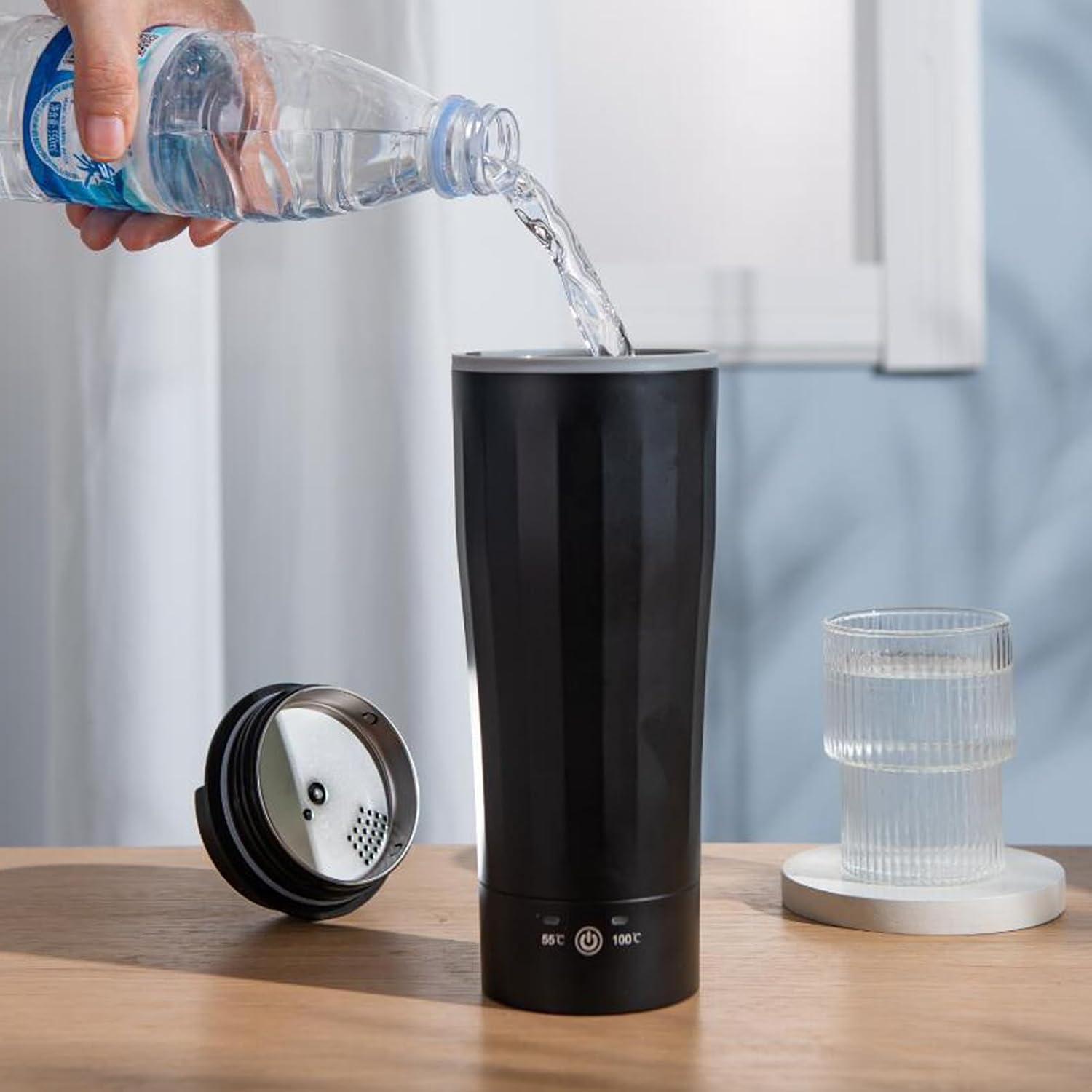 Car Electric Kettle 12v/24v Portable Water Boiler for Car Heated Travel Mug 500ML 6 Hour Heat Retention Vehicle Coffee Heater Cup Kettle 304 Stainless Steel