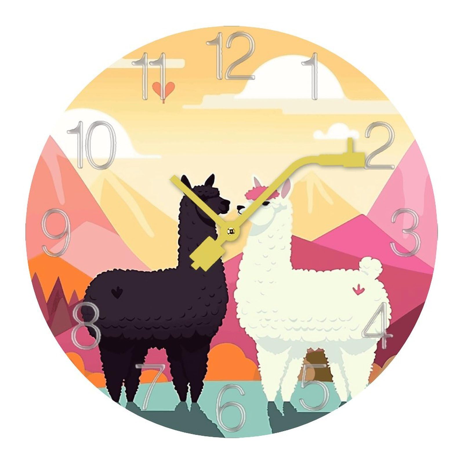 Horloge murale silencieuse alpagas amoureux le cadeau ideal pour une maison