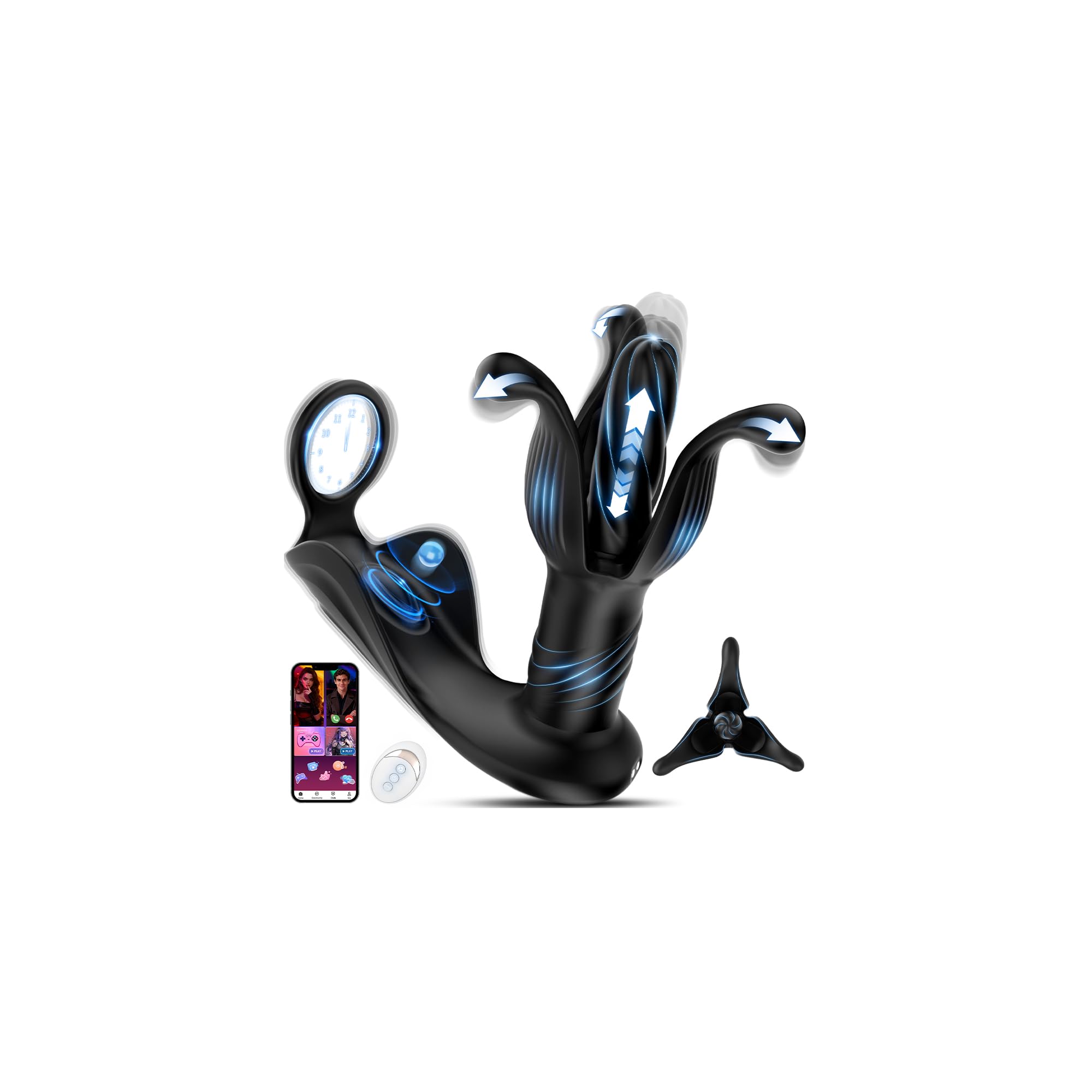 Prostata Stimulation Männer Analvibratoren für Mann, 4 IN 1 Expansions- und Schubmodi Analplug mit Penisring & Hodenvibration, Sex Spielzeug für die Männer Analkugeln Vibrator mit 9x9 Modi & APP
