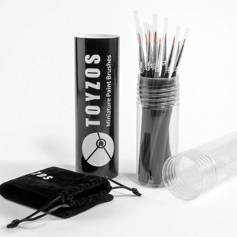 TOYZOS 12 Pcs of Fine Detail Brush Set Professional Acrylic Oil Watercolor Painting Miniature Paint Art Brush Set