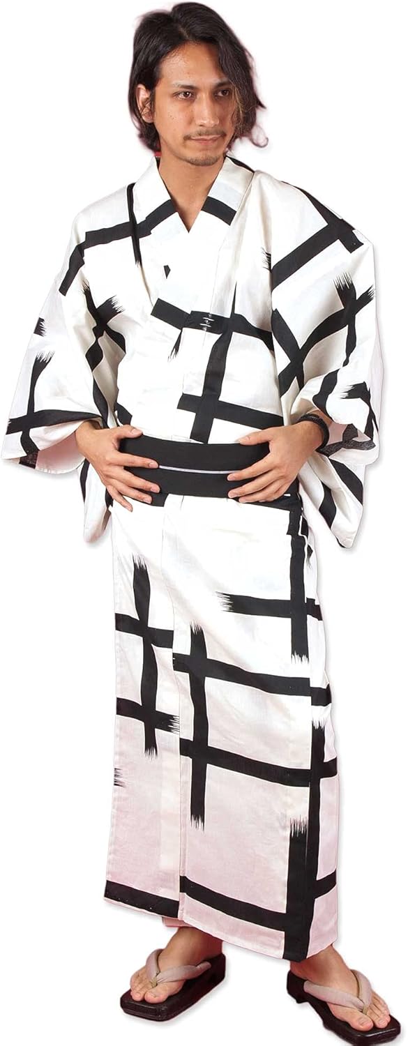 大人のゆかた◇新品！高級綿麻浴衣4点セット◎プレタ浴衣・単帯・帯〆