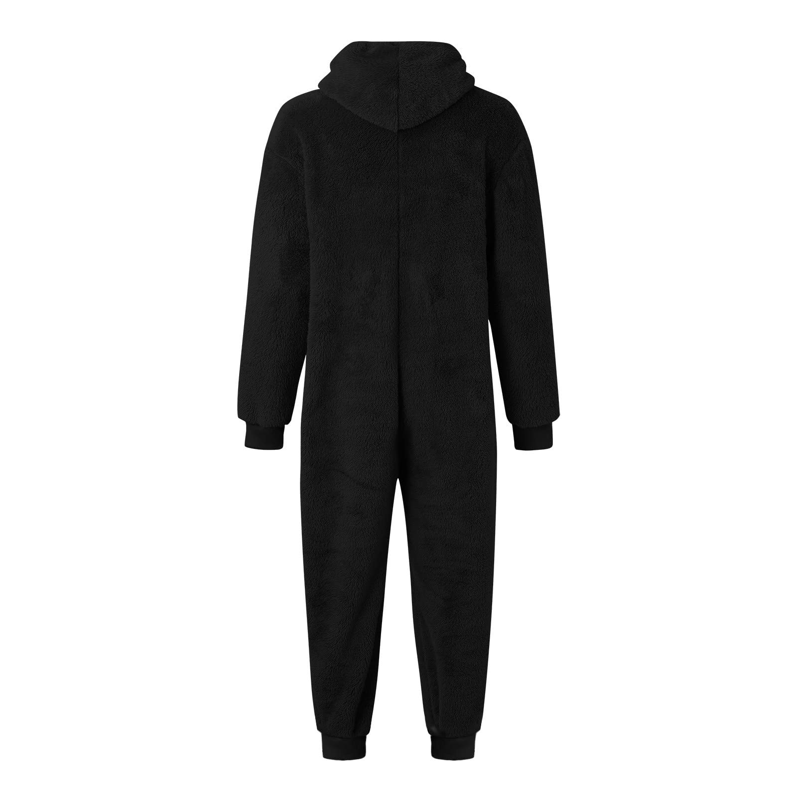 Pyjama à manches longues en laine artificielle pour homme - Style décontracté - Couleur unie - Fermeture éclair - Combinaison ample à capuche - Pyjama décontracté d'hiver chaud - Combinaison 1 pièce