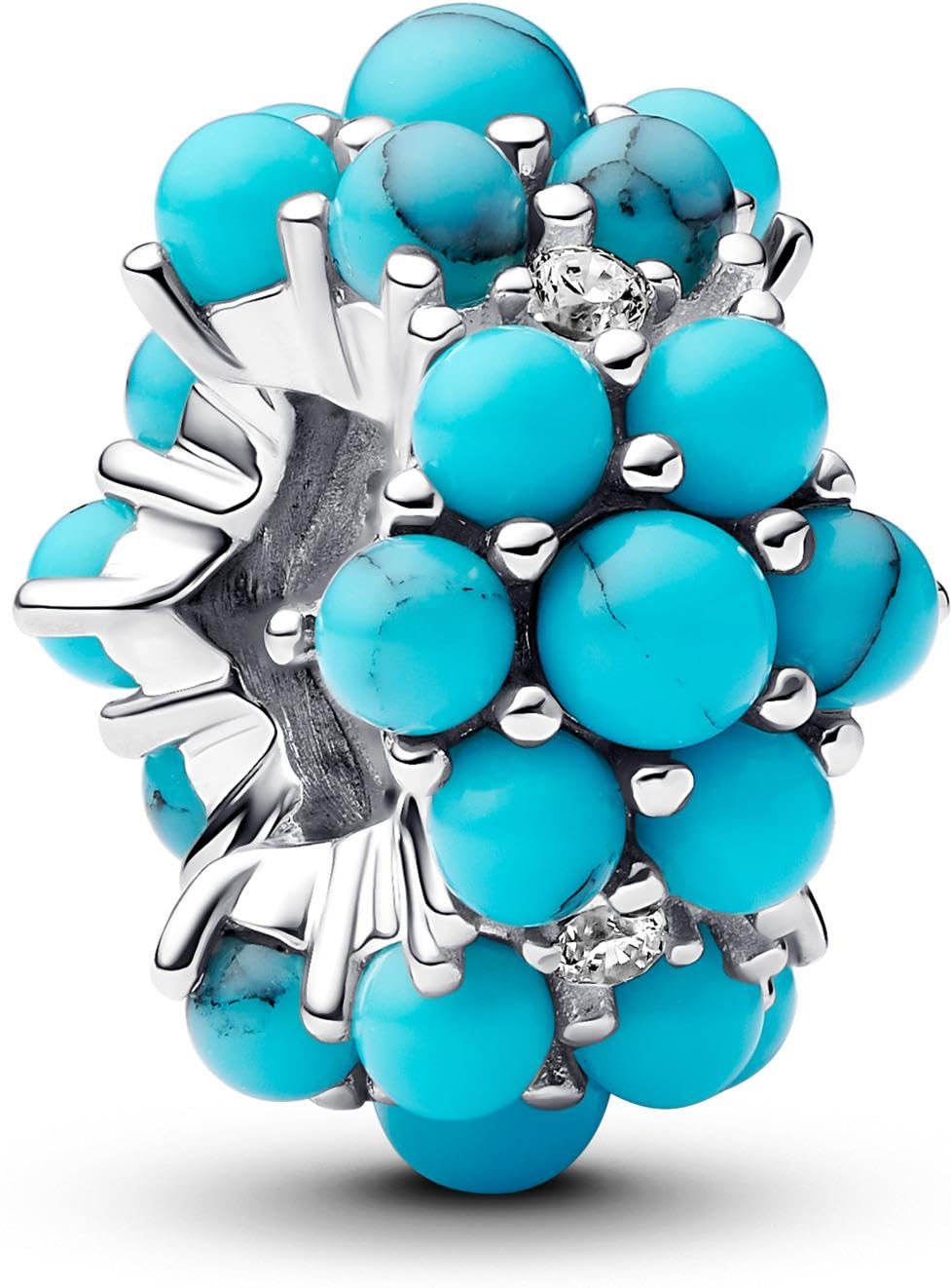 PANDORA Moments Türkisfarbenes Ozean Charm aus Sterling Silber mit Zirkonia, Kompatibel Moments Anhänger, 793897C02
