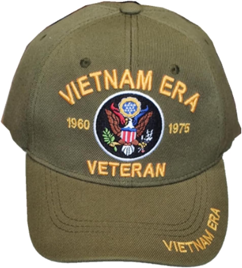 Vietnam Era Veteran Military Baseball Cap, Army Emblem 1960-1975, Olive Green