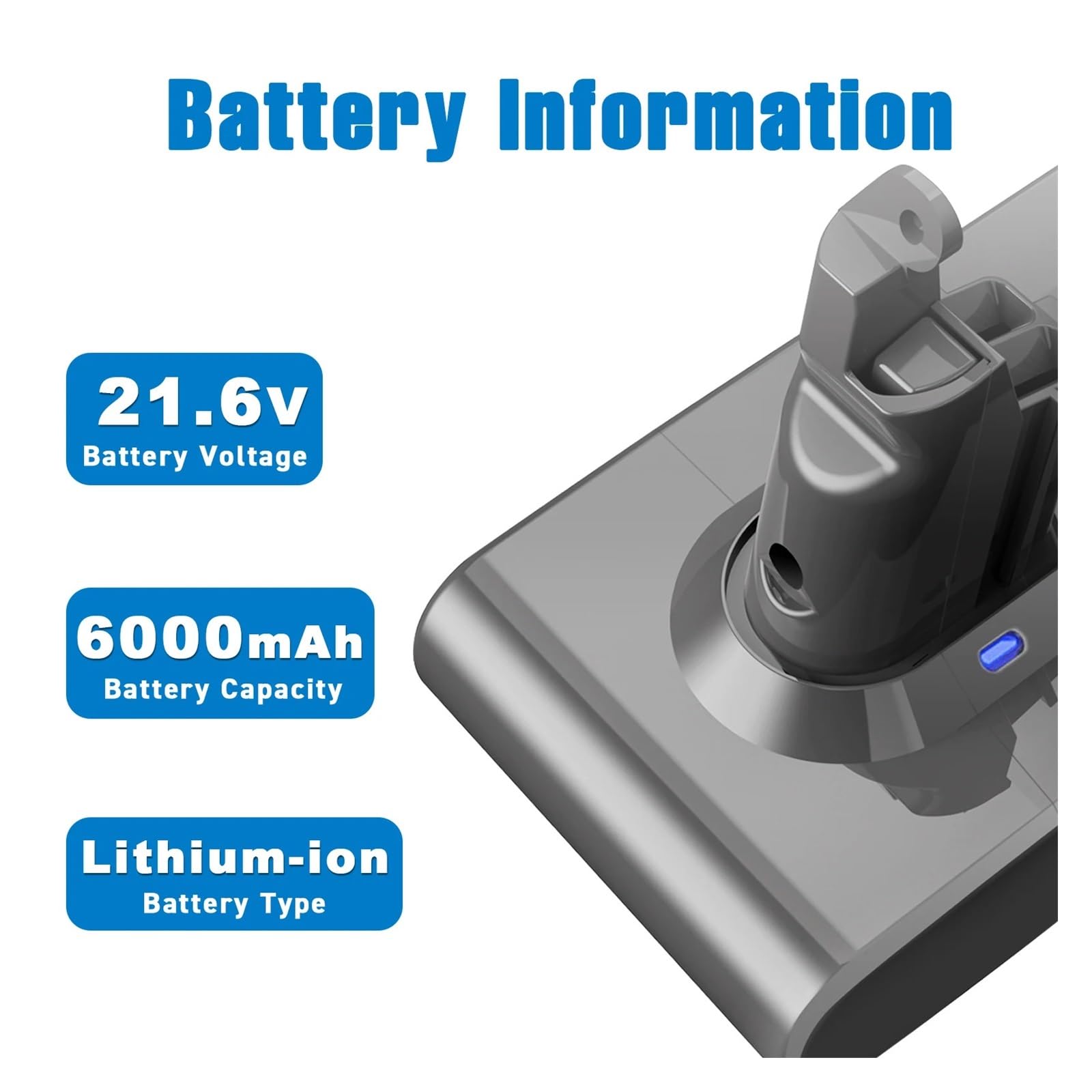 Batería de repuesto for aspiradora inalámbrica, Compatible con Dyson, V6 Batterie DC58 DC59 SV03 SV05 DC62 Animal DC72(1 PIECE WITH FILTER)