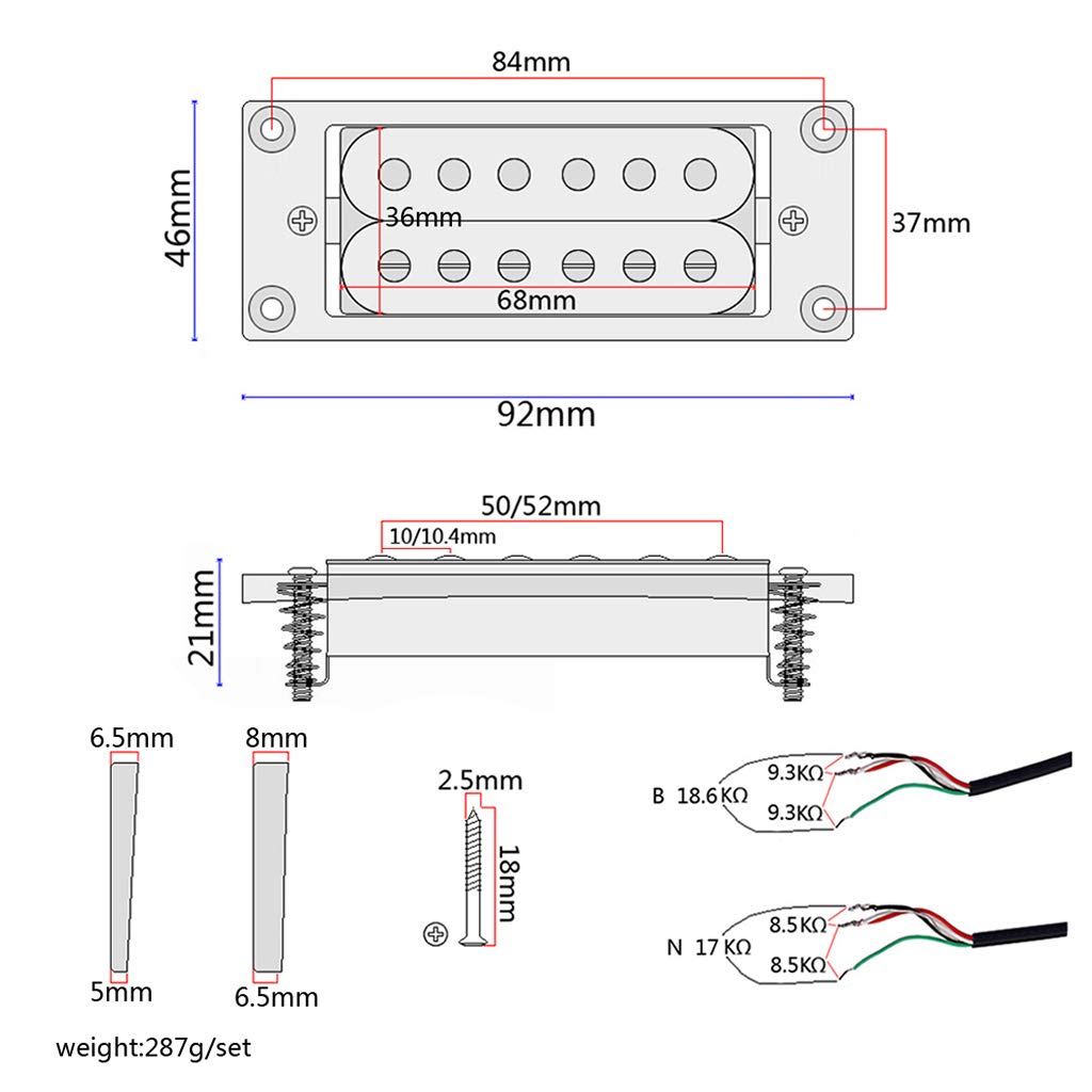 Alnicov Pickup Humbucker Double Coil Set Manico E Ponte Pickup In Palissandro Per Chitarra Elettrica Con Viti Di Montaggio