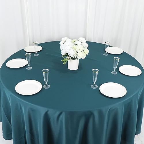 Miniatura 9 de TABLECLOTHSFACTORY 108" Wholesale Round Tablecloth Polyester Round Table Linens for Wedding Party Banquet Restaurant - Peacock Teal