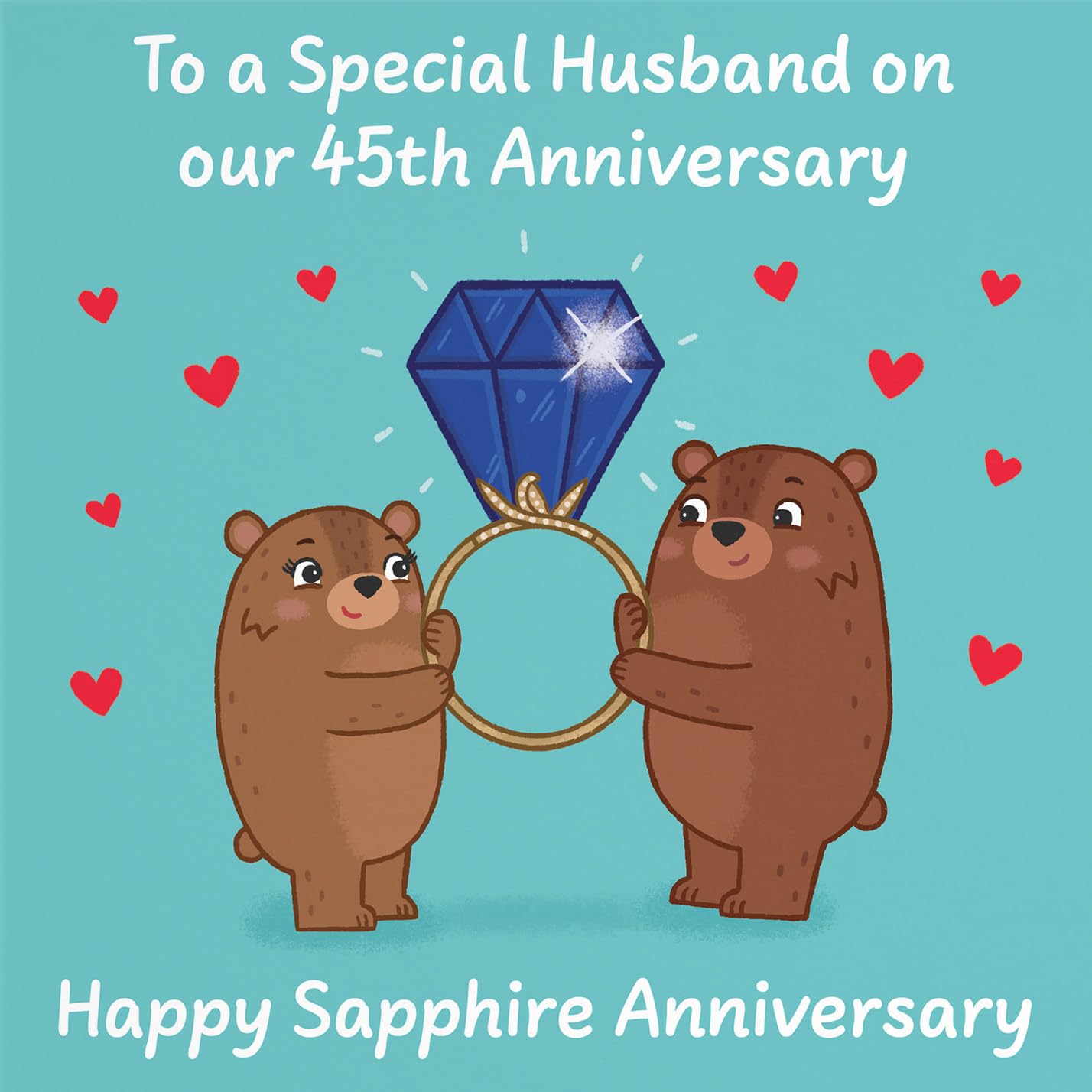 Hunts England - Husband 45th Anniversary Card - Sapphire Anniversary - 45 Years - Cute Fun Bears Card - Love Story Collection - Image 2