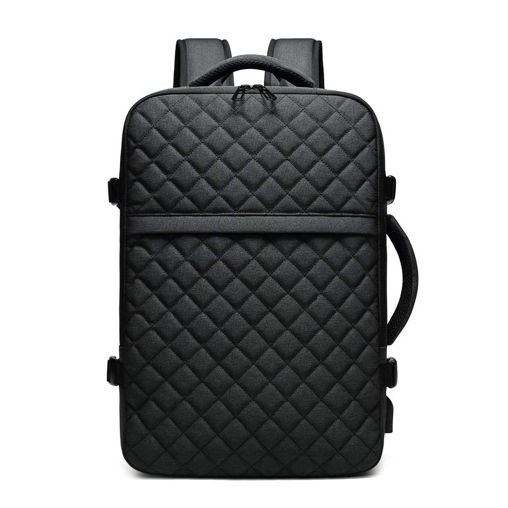 Mens Laptop Backpack,15.6 inch Business Travel Gray Plaid Bag with USB Port