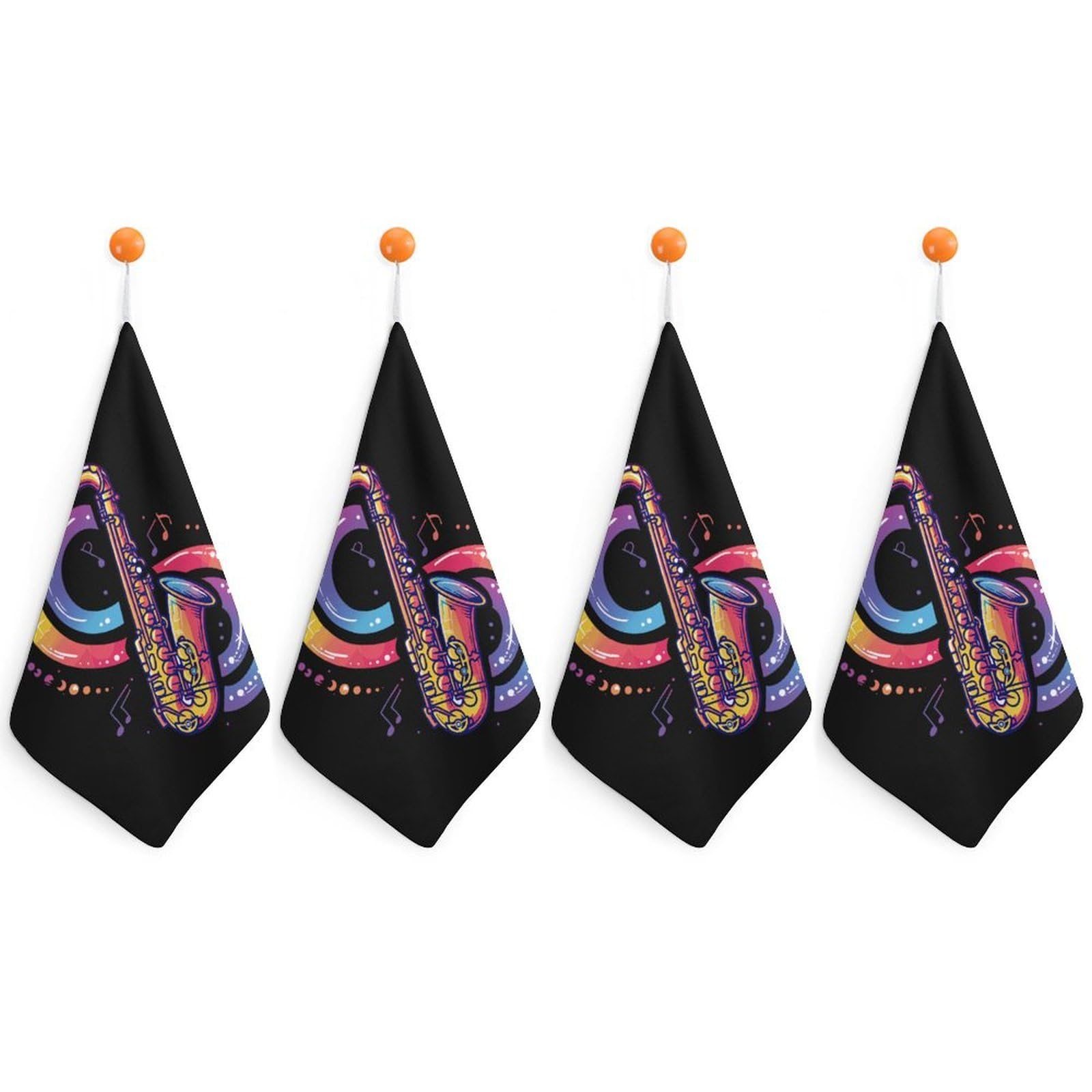 TXFBTRFSA Saxophonist Music Notes Saxophone Hand Towels with Hanging Loop Kitchen Towel Handkerchiefs Cleaning Cloths