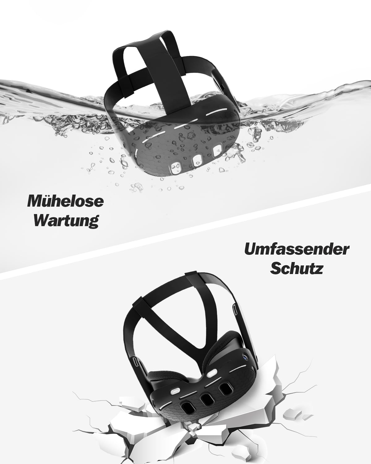 SUPERUS Head Strap & Shell Schutzhülle Kompatibel mit Meta Quest 3 Zubehör - Neuestes Alles-in-einem Silikon-Design, Verstellbarer Leichter Elite Strap Ersatz für Meta/Oculus Quest 3