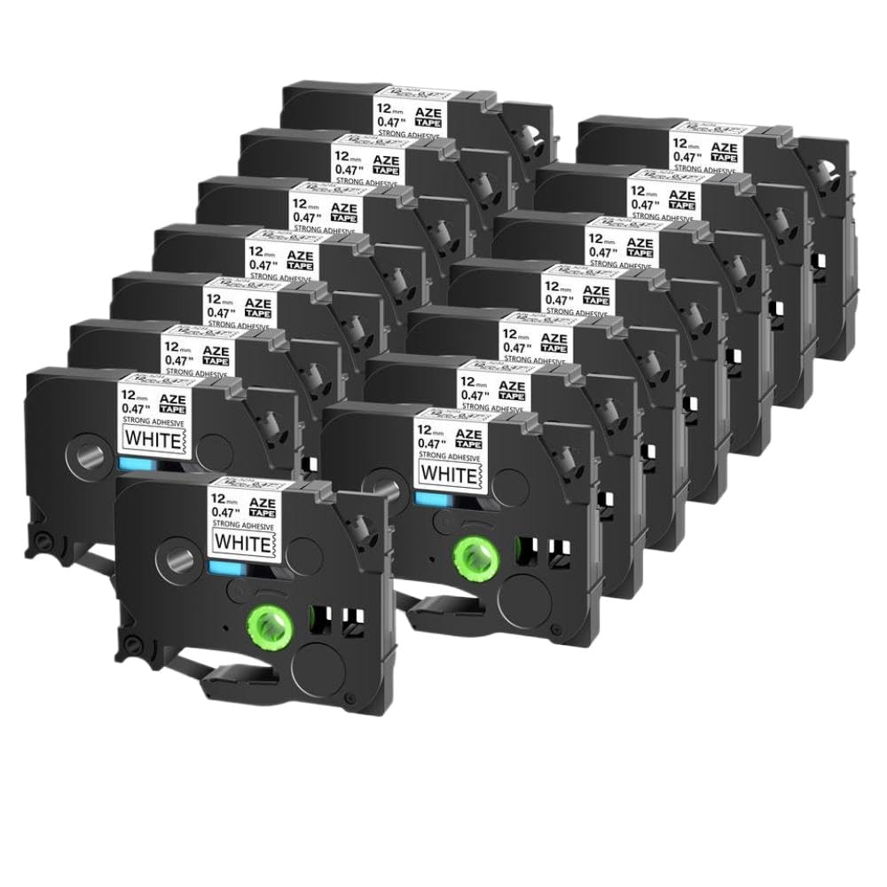 Paquet de 15 étiquettes adhésives acryliques compatibles avec TZ TZe S231 6 Mm 9 Mm 12 Mm 18 Mm 24 Mm, Ruban Noir sur Blanc Compatible avec imprimantes