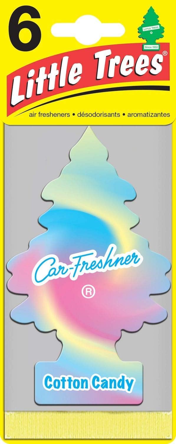 LITTLE TREES Car Air Freshener | Hanging Paper Tree for Home or Car | Cotton Candy | 6 Pack