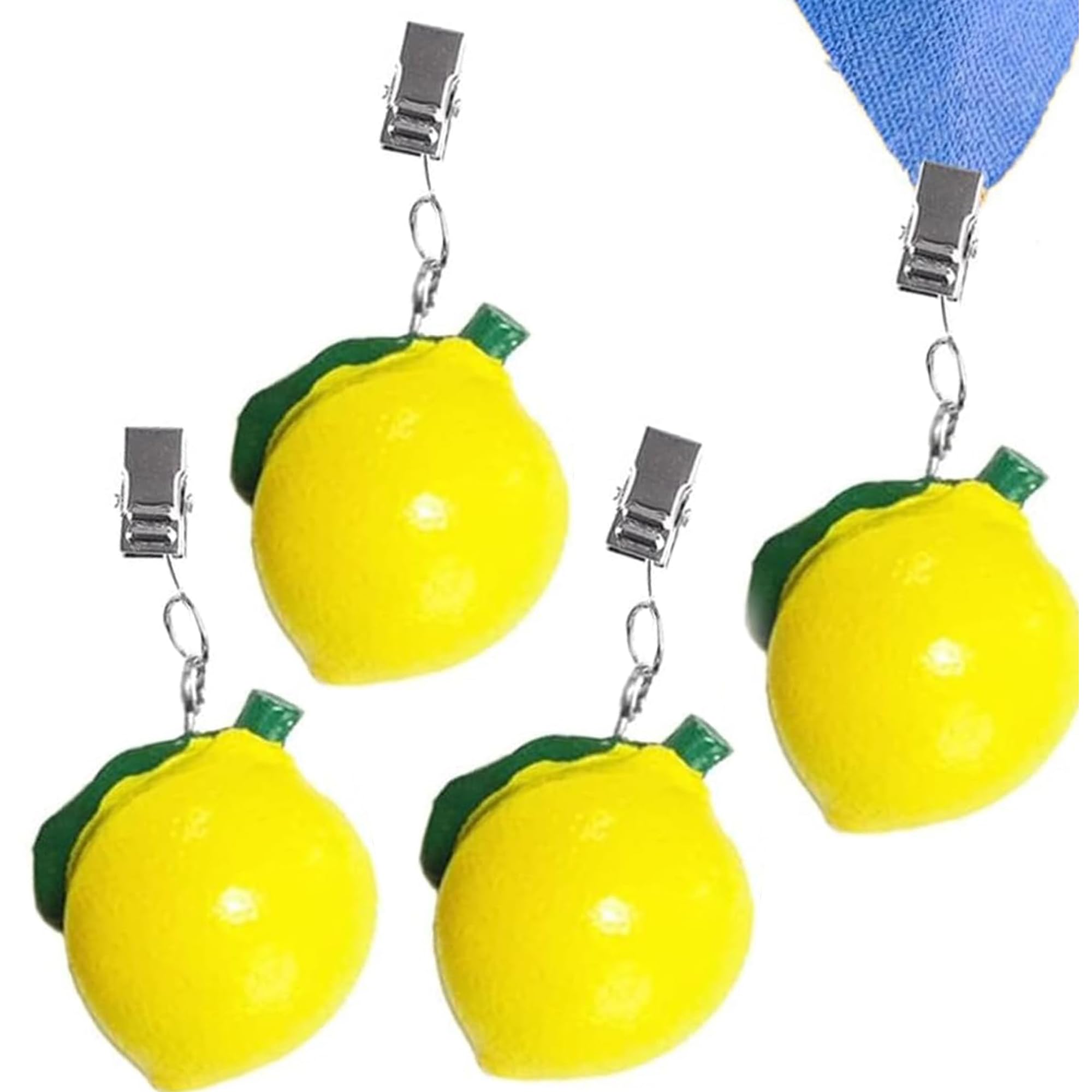 LEOUEANR 4-Pack Lemon Tablecloth Weights - Polyresin Outdoor Clips with Strong Hold | Decorative Holders | Ideal for Patio & Dining Use
