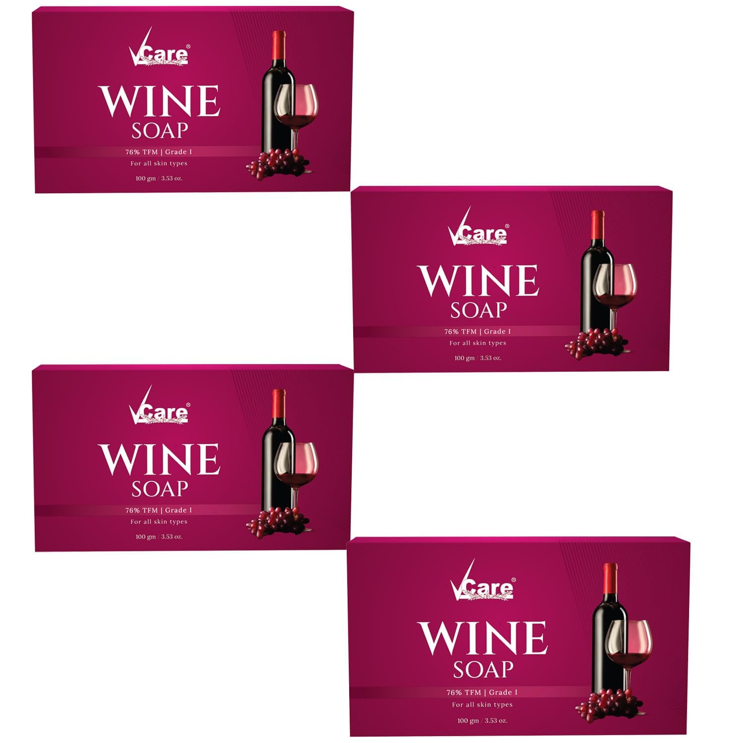 Red Wine Bathing Bar/Soap for Body, Hand, Face 100 gm - Helps to Reduce Fine Lines and Wrinkles for Men and Women (Pack of 4)
