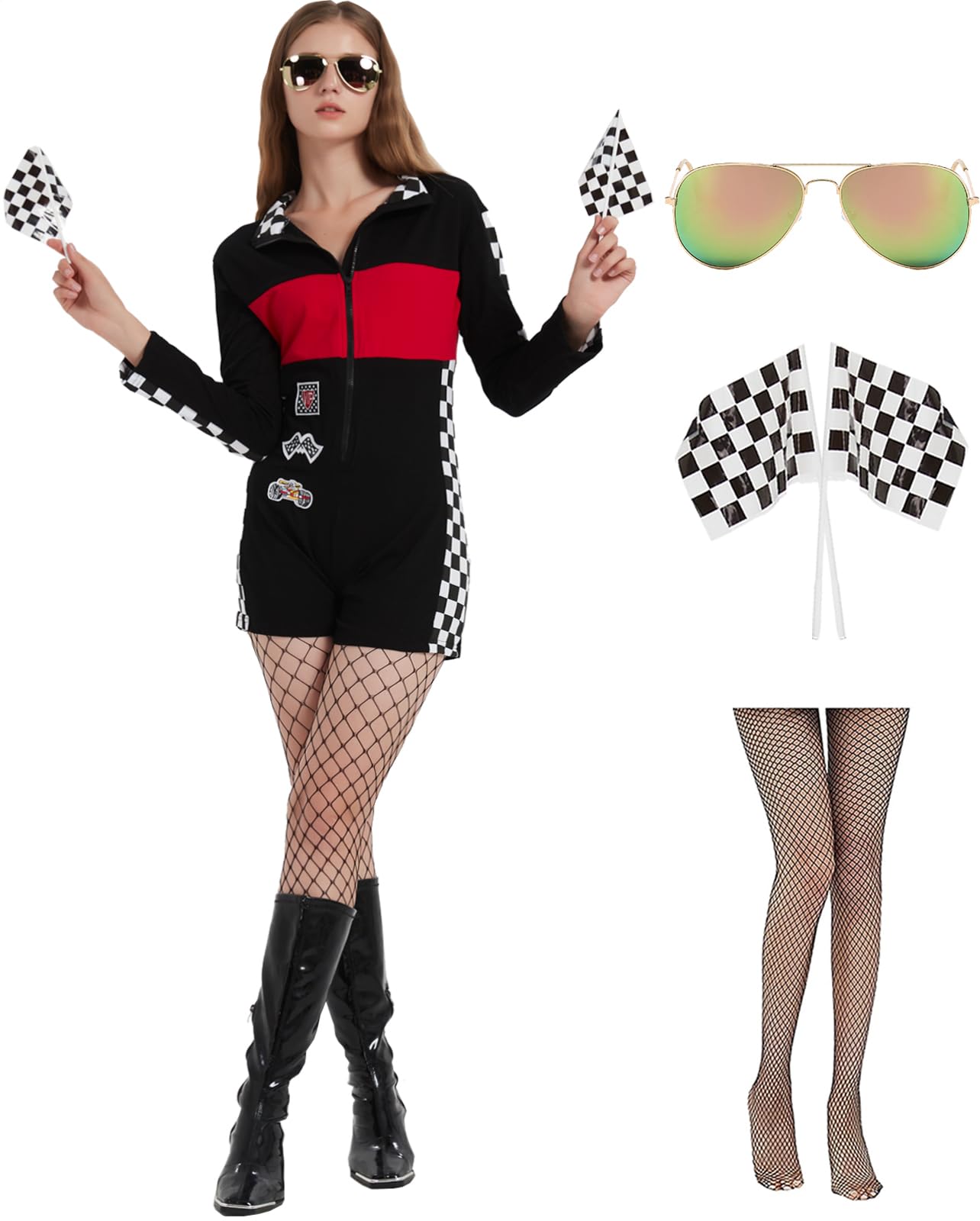 ZeroShop Sexy Halloween-Kostüm für Damen, Rennfahrer-Kostüm, Talladega-Nacht-Outfits