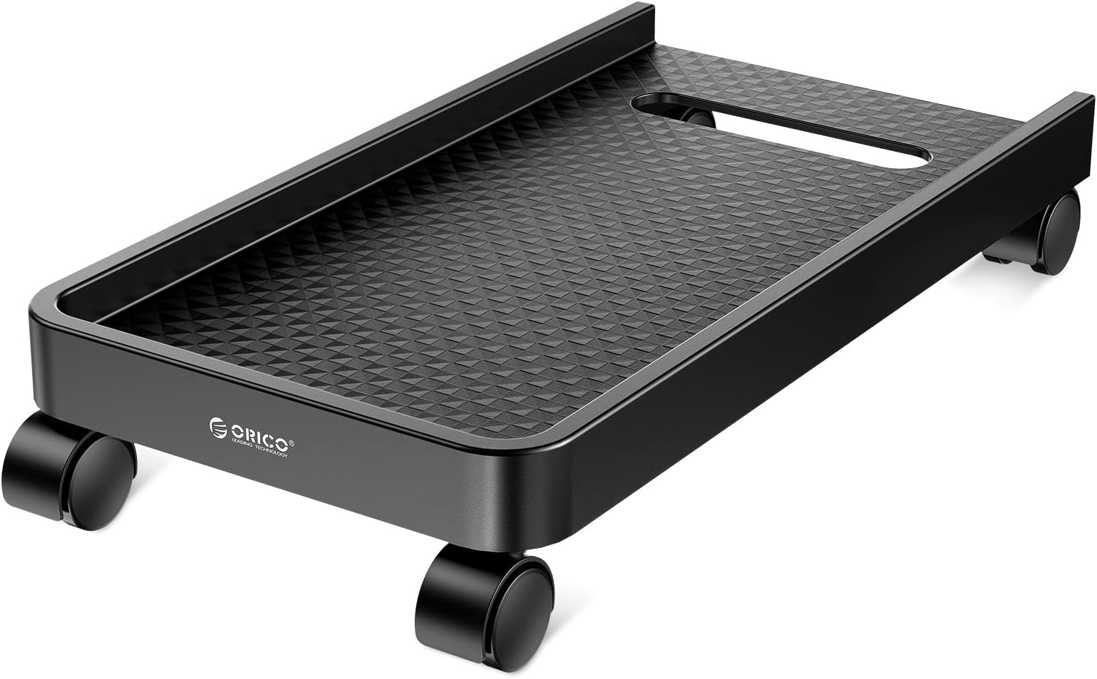 Orico Computer Tower Stand, Mobile CPU Holder with Protective Sides and 4 Caster Wheels Computer Tower Stand Carts on Carpet Fits for Most Computer Tower, Gaming PC, ATX Case, PC Holder