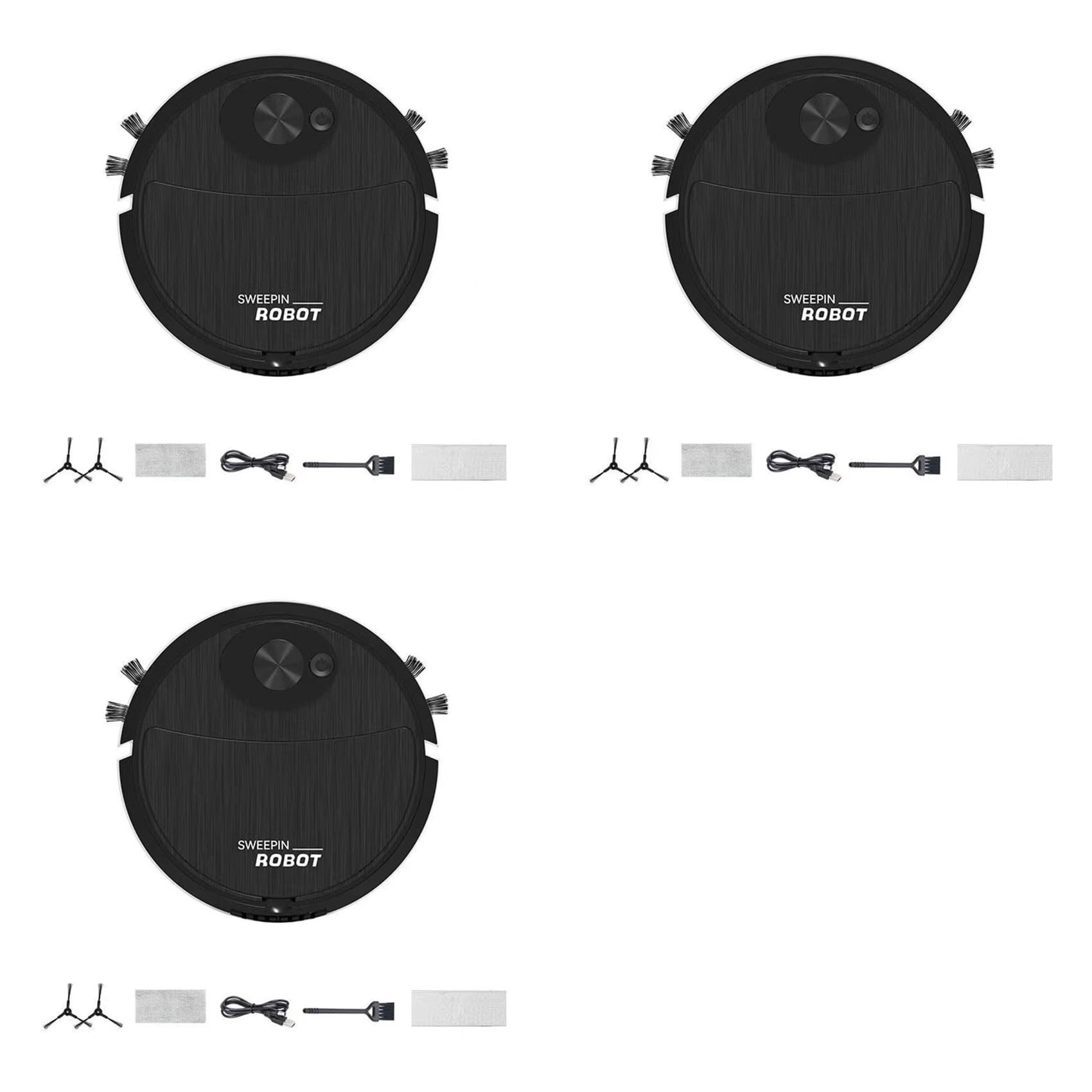 Hndhbfgrt 3X Mini Cleaning Sweeping Robot Automatic Vacuum Robot Ultra Thin Silent Cleaning Hard Floor Cleaning Machine,Black