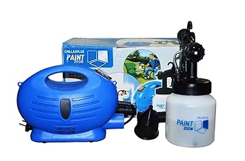 OM ENTERPRISE PVC Electronic Spray Paint Zoom Sprayer Compressor and Gun Machine with Multiple Accessories Blue White Pack of 1