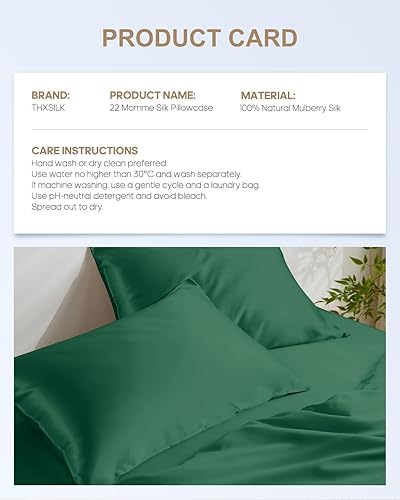 Miniatura 8 de THXSILK Juego de 2 fundas de almohada de seda de morera 100 % pura para cabello y piel, funda de almohada de seda Momme de grado 6A+ tamaño Queen de