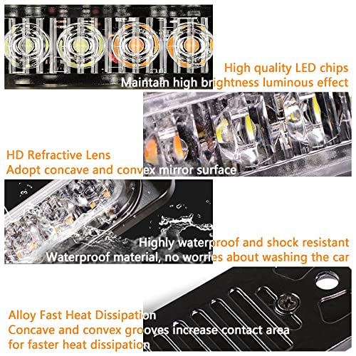Aokdom 4 Pack Led Strobe Lights For Trucks(18 Flashing Modes&Memory Function) 12-24V Emergency Safety Warning Strobe Lights For Trucks Windshield Lights,Amber Light Bar #TOP4
