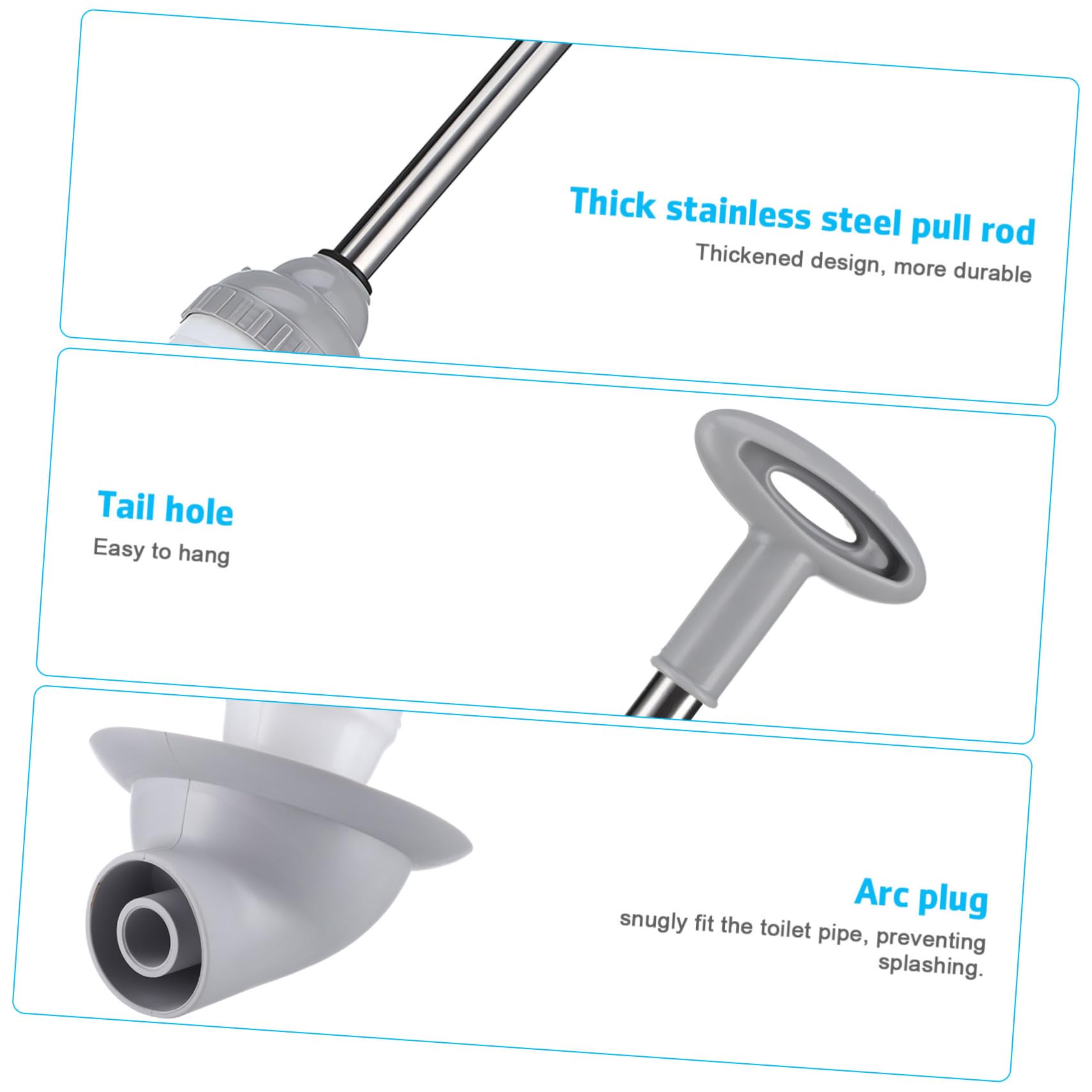 Mipcase Stura WC a Pompa ad Alta Pressione in Acciaio Inox e Pp | Bianco, per Scarico e Sifone, Uso in Bagno e Cucina, Strumento Versatile e Facile da Usare