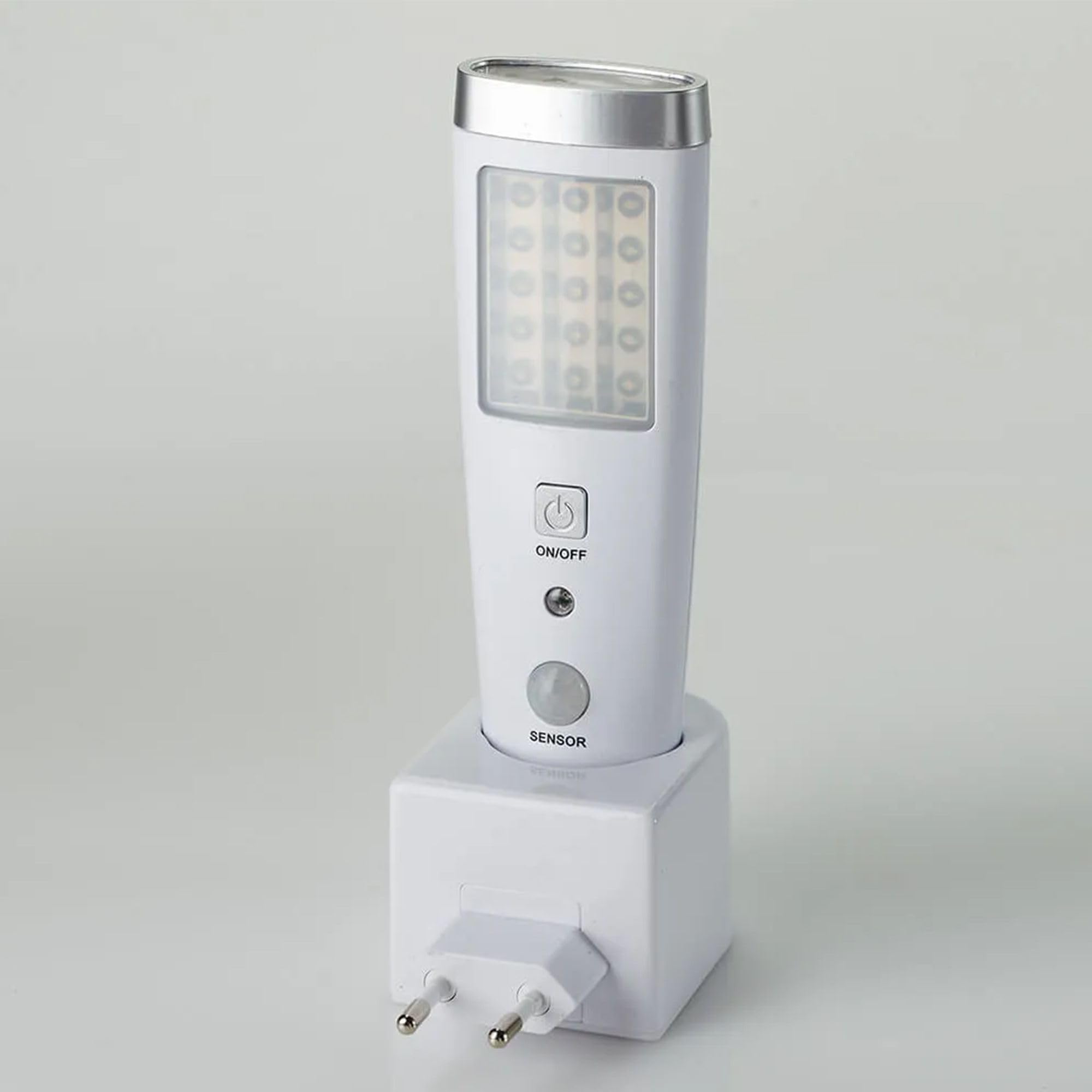 Torcia, Lampada pilota LED con Rilevatore di Presenza - Angolo di rilevamento 60° - 15 LED - Ricaricabile in Presa Elettrica - Batteria 3,7V - 15cm - Bianco