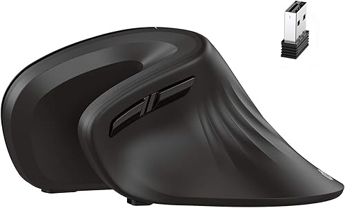 iClever Ratón inalámbrico ergonómico, TM209G 2.4G Ratón óptico ergonómico vertical con 3 DPI ajustables 800/1200/1600 niveles 6 botones para laptop,