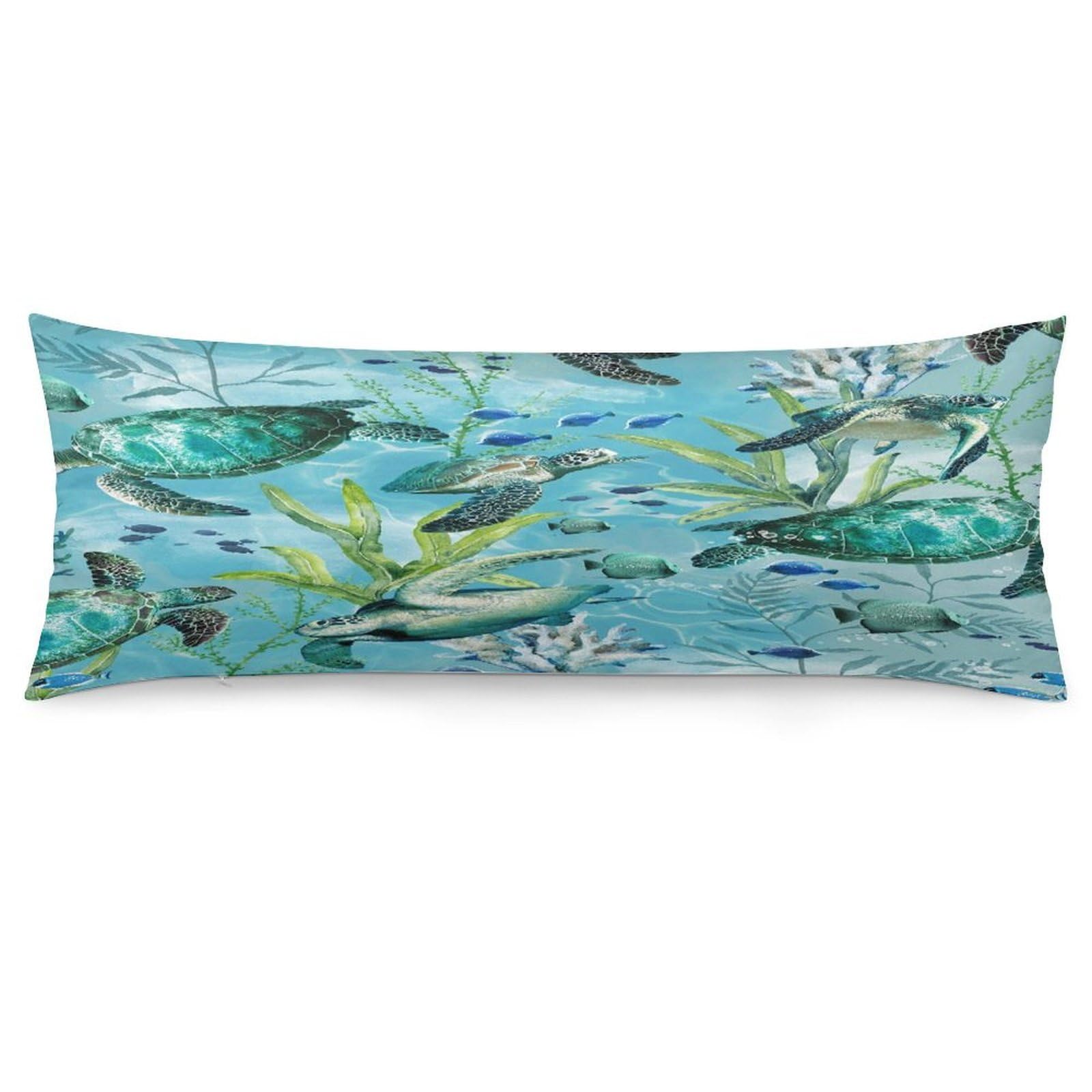 Sea Turtle-Blue Throw Pillow Cover Soft Pillow Case Decorative Lumbar Pillow Cover Cozy Throw Pillowcase Polyester Rectangular Cushion Case Decor for Couch Sofa Bed