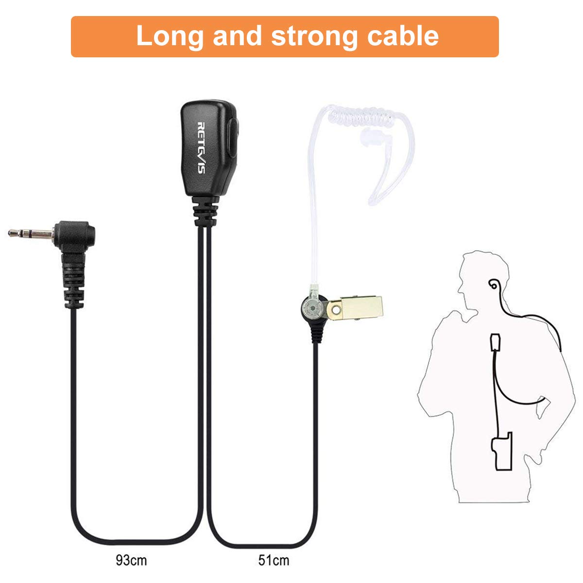 Retevis Słuchawki Walkie Talkie 1-pinowy 2,5 mm radiowy zestaw słuchawkowy kompatybilny z RT45 Motorola TLKR T82 T82 Extreme T92 H2O T60 T80 T80 Extreme T60 T61 T62 T81 Hunter T6200C dwukierunkowe