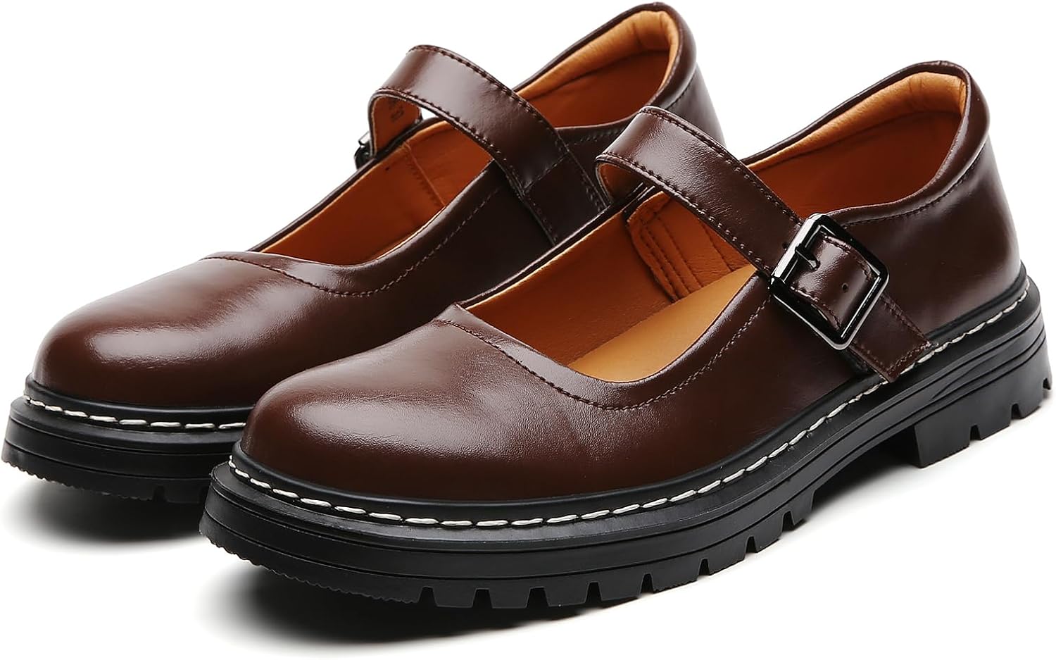 Mary Jane Shoes Women Platform Non-Slip Classics Round Toe Ankle Strap Comfort Casual Oxford Dress Work Mary Jane Flat Shoes - Image 5