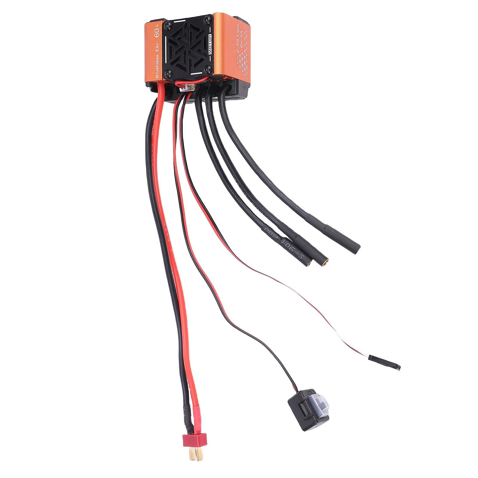 Controlador de Velocidad Eléctrico de Alto Rendimiento ESC 60A sin Escobillas para Vehículos Todoterreno RC 1/10 1/12 Naranja