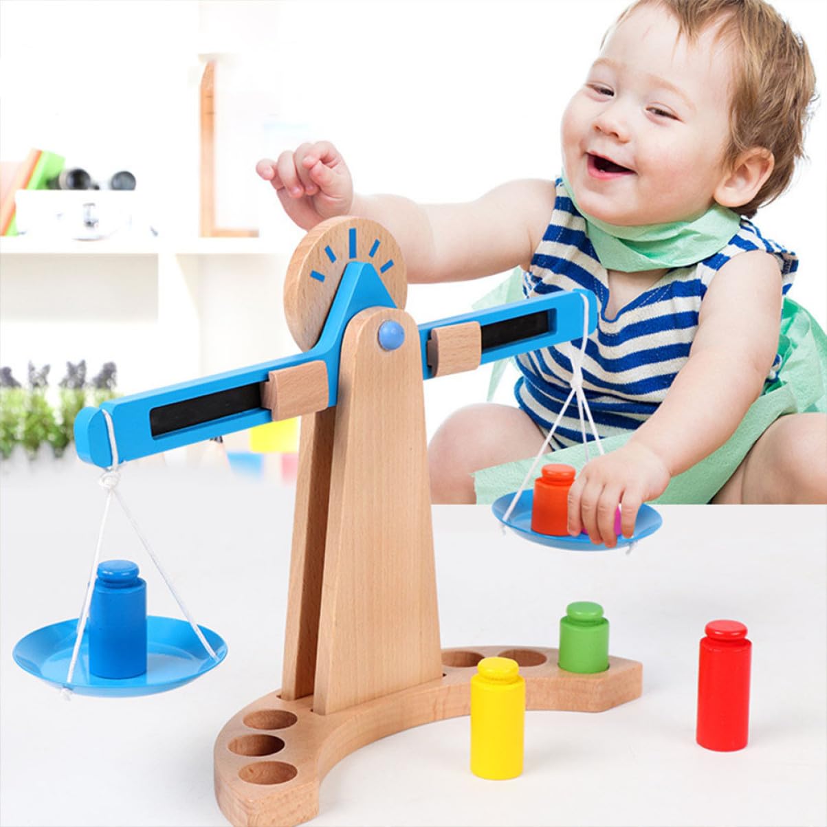 HANABASS Juguete de Madera para Bebés Desarrollo de Equilibrio y Cálculo Juguete Didáctico para Niñas Diseño Seguro y de Madera de Haya