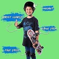 Vista 2 de Rude Boyz - Juego de almohadillas para casco de bicicleta, rodilleras, coderas, muñequeras para niños y niñas