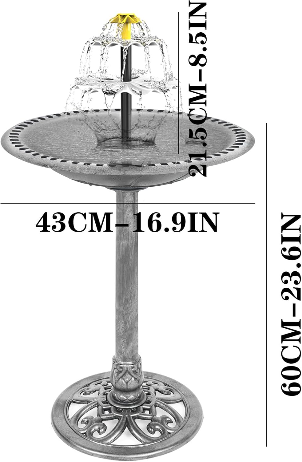 Bird Bath with Solar Fountain for Outsides Garden, 32 Inch Height Birdbath with Solar Powered Water Fountain BirdBath for Outdoor Pool Yard Hotel Landscape Decor (Green)