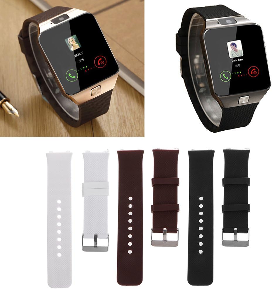 BKID Replacement Watch Band, Silicone Watch Strap Wristband for DZ09 Smart Watch (Black)