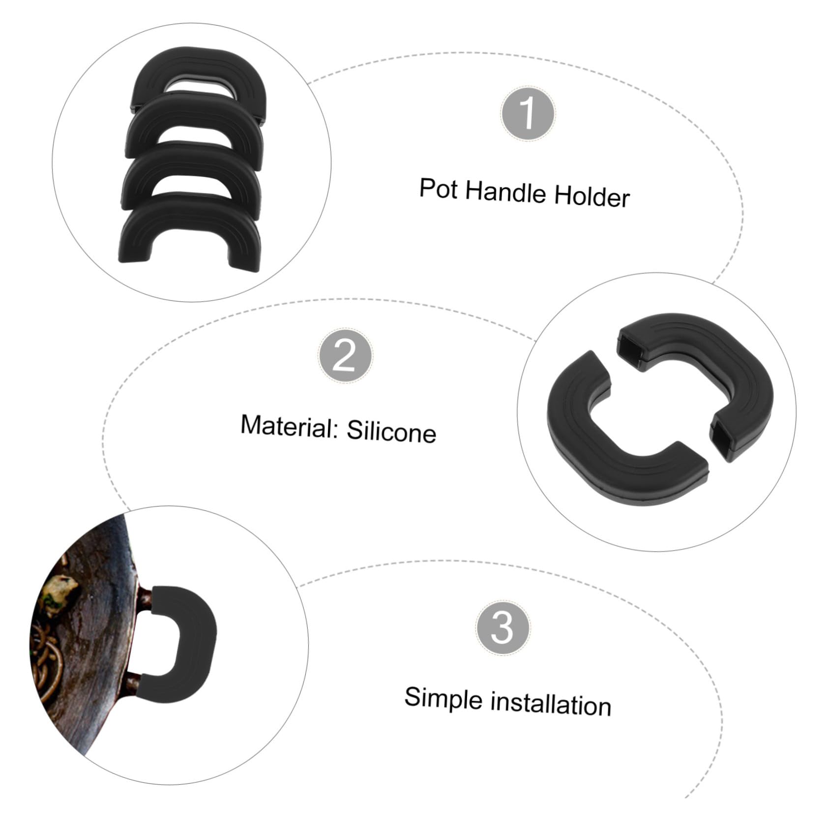 Didiseaon Protector de Silicona Antideslizante para Mangos de Ollas, Funda Resistente al Calor Negra, 4 Piezas para Cocina Segura y Práctica