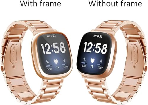 Miniatura 8 de Maxjoy Compatible con correas Fitbit Sense/Versa 3, correa de metal de acero inoxidable Versa3 con funda protectora compatible con reloj Fitbit