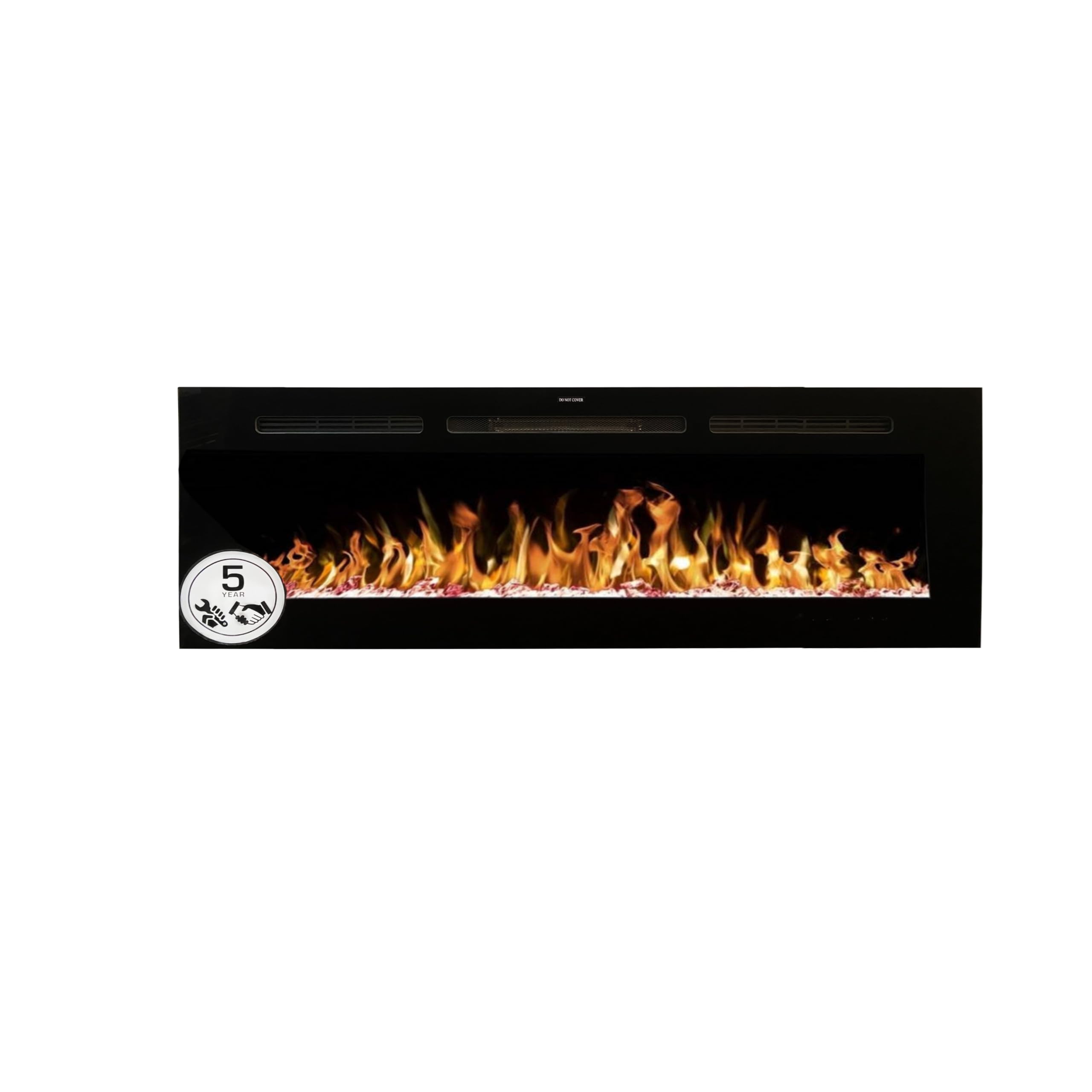 Mystflame Galaxy 60 - Chimenea Eléctrica de Pared, 13 Colores de Llama y Luz Inferior, Lecho de Combustible de Troncos y Cristales, Termostato 750/1500W, Control Remoto y Pantalla Táctil (152.4 cm)