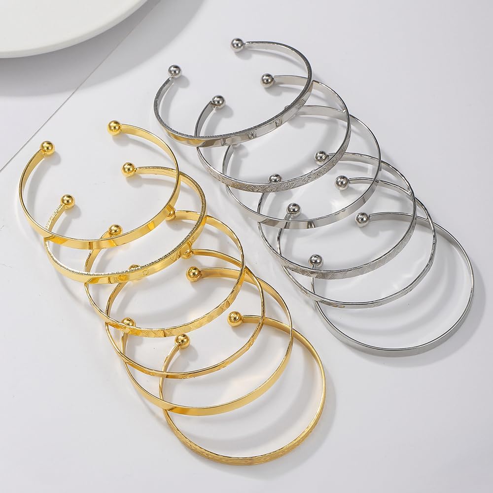 7Pcs Gold Bangle Bracelets Set for Women - Multi Layer Stackable Textured Bracelets Indian Cuff Bangles Boho Jewelry Set - Image 4
