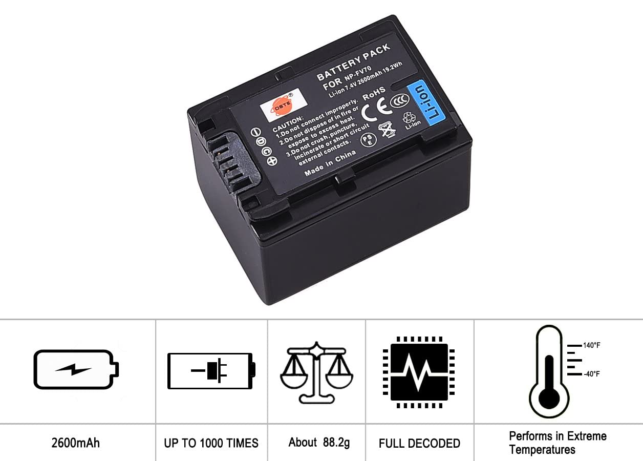 DSTE Rechargeable Li-ion Battery Compatible For NP-FP90 And Sony DCR