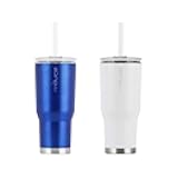 Reduce 24 oz Tumbler, Stainless Steel – Keeps Drinks Cold up to 24 Hours – Sweat Proof, Dishwasher Safe, BPA Free – Blue and White, 2 Pack