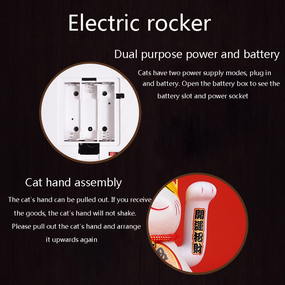 Maneki Neko Chino,Gato de la Fortuna de la Suerte con Brazo Ondulante,Gato de la Suerte de Cerámica,Gato de la Suerte Eléctrico Grande,para Tiendas,Restaurantes,el Negocio Está en Auge